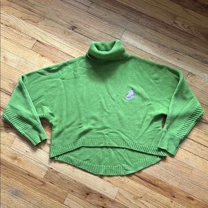 Cider Green Cowl Neck Cropped Sweater
